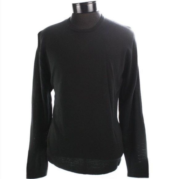 BROOKS BROTHERS Mens Black Merino Wool Sweater Size Medium